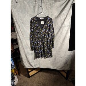 NWT ONE ONE SIX Floral faux Wrap Dress Long Sleeve Ruffle Mini‎ Women's Size M